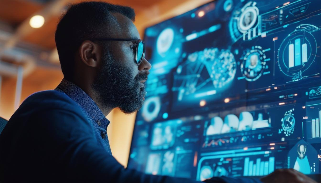 An image of a marketing director in a digital, automated, and AIfocused environment for 2025