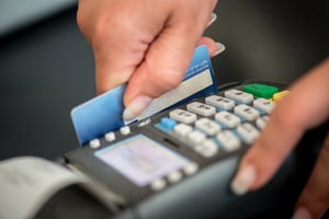 Debit card swiping on card-reader device