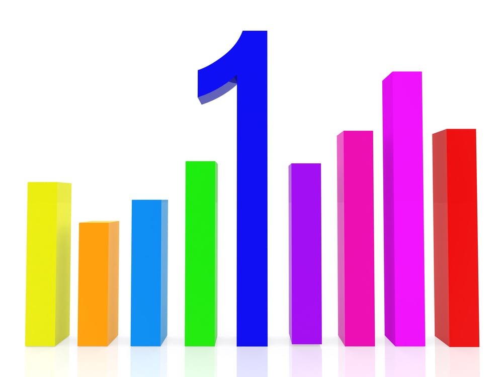 Colorful data graph with bars - isolated over white